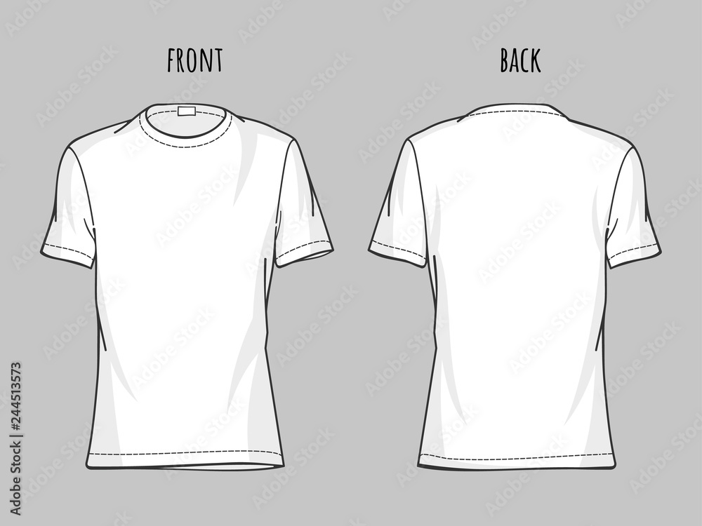 White t-shirt template front and back view. Stock Vector | Adobe Stock