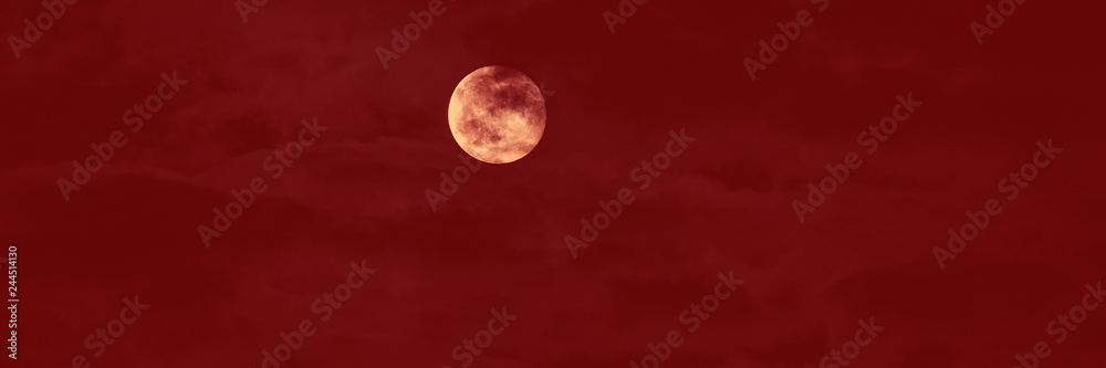 moonrise in the night sky, landscape countryside. Web banner for design.