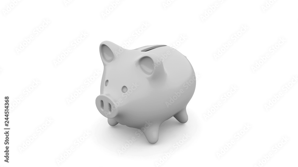 Black and White Piggy Bank. 3D illustration