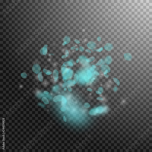 Turquoise flower petals falling down. Splendid rom