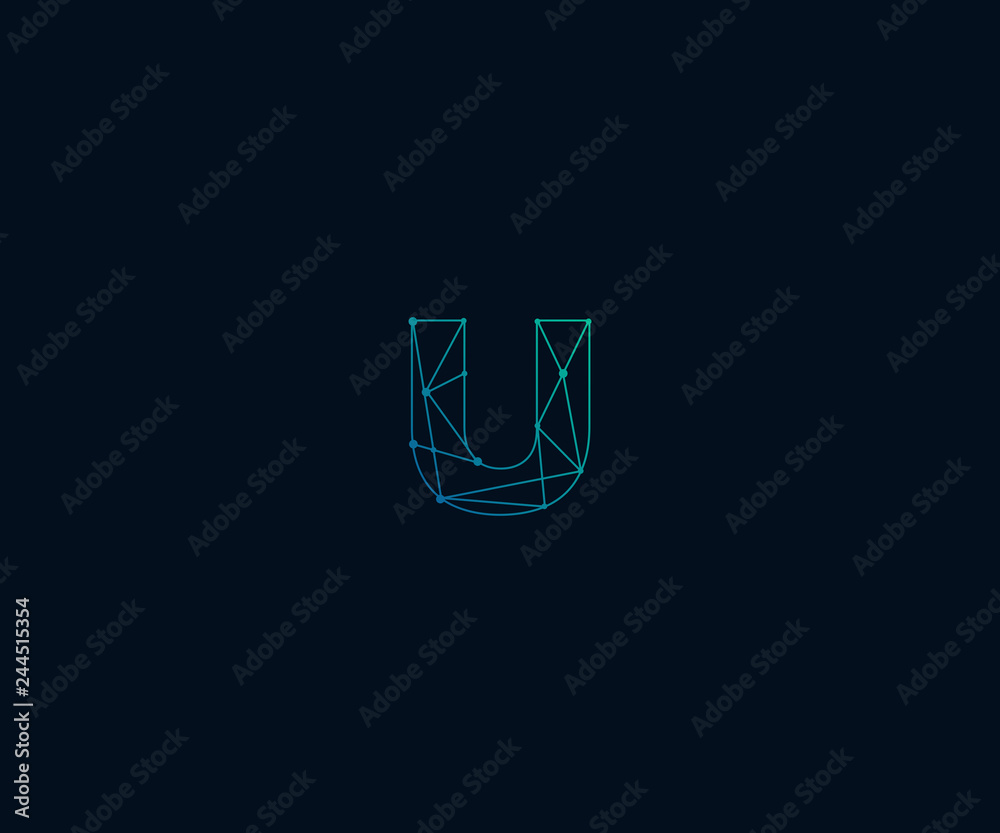 abstract letter U geometric logo designs template