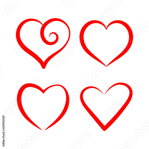 Vector set with stylized hearts. Original symbols for your design.