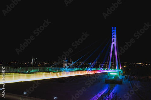 glowing bridge at night