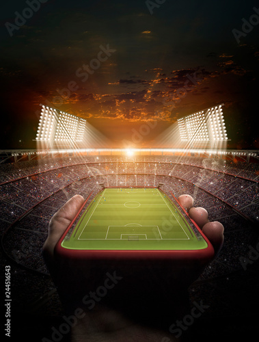 stadium and phone 3d rendering