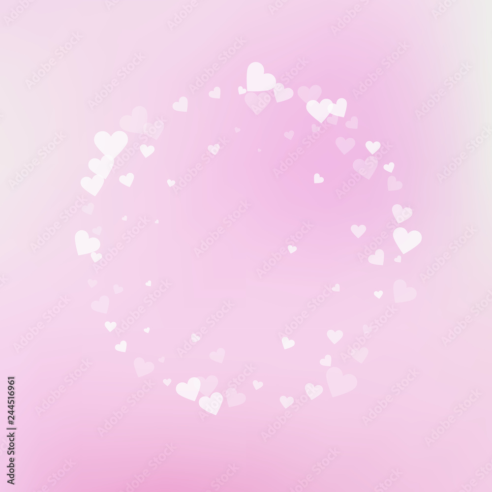 White heart love confettis. Valentine's day frame 