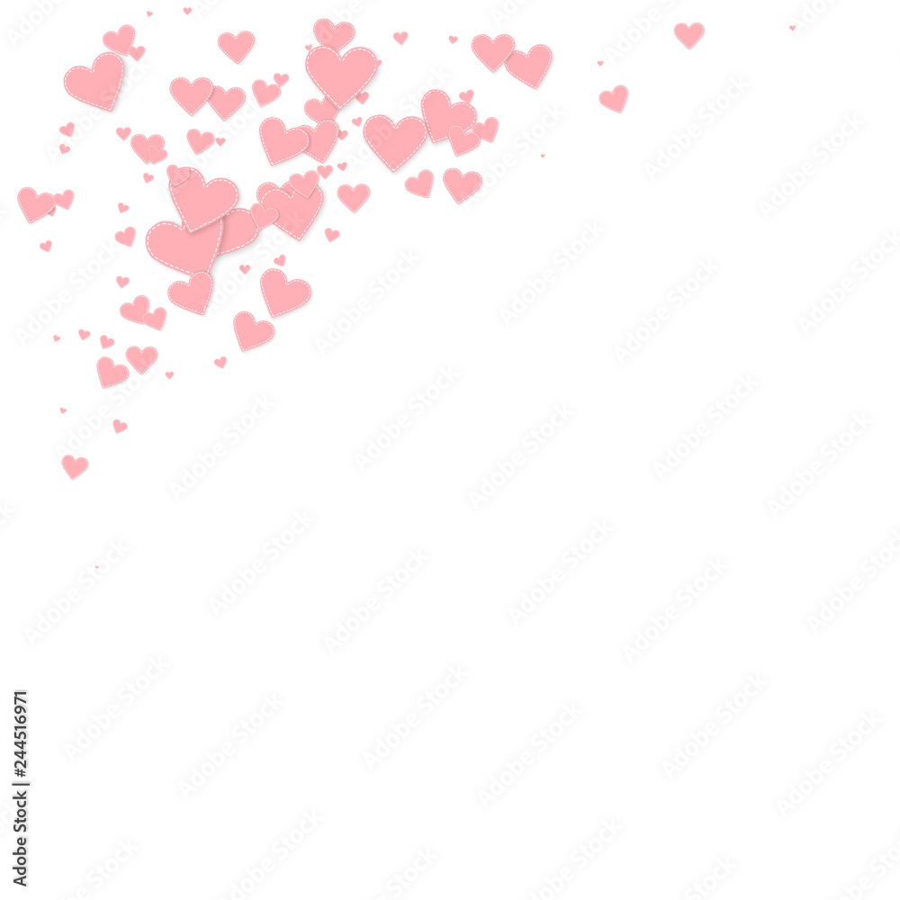 Pink heart love confettis. Valentine's day corner Pink heart love confettis. Valentine's day corner