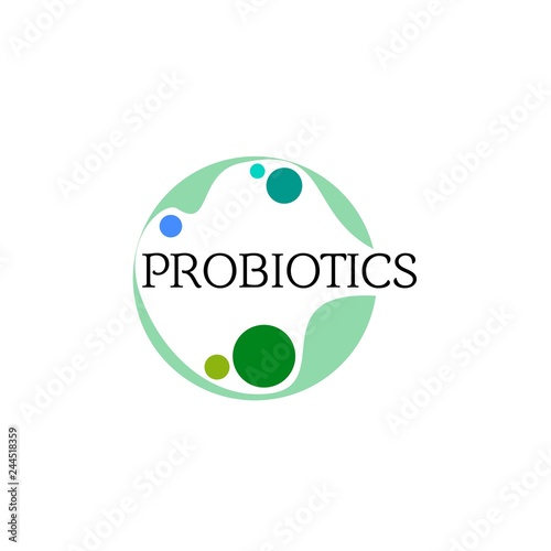 Probiotics logo. Bacteria logo. Concept of healthy nutrition ingredient for therapeutic purposes. Simple flat style trend modern logotype graphic design isolated