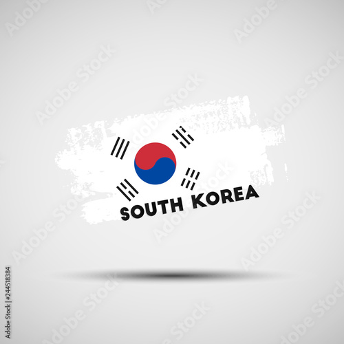 Grunge brush stroke with South Korean national flag colors