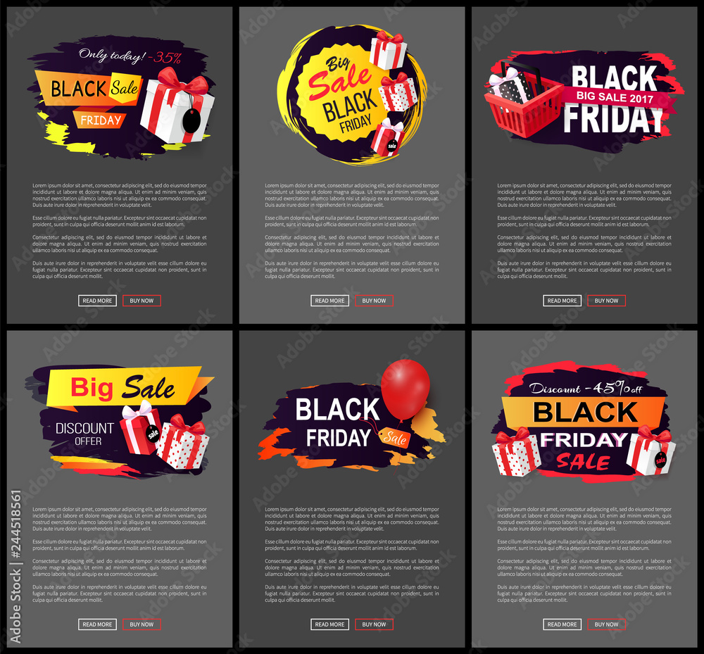 Black Friday Big Sale, Web Pages with Text Set