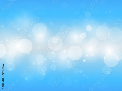 Blurred bokeh lights on blue gradient abstract background vector illustration