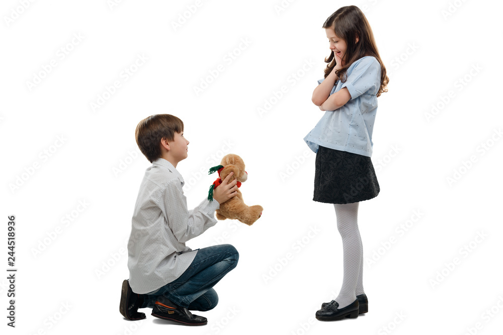 Boy giving a Teddy bear