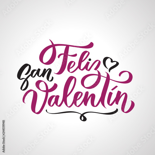 Happy Valentine s Day handwritten lettering. Two color calligraphic text isolated on white background. Valentines Day holidays typography. Vector illustration.