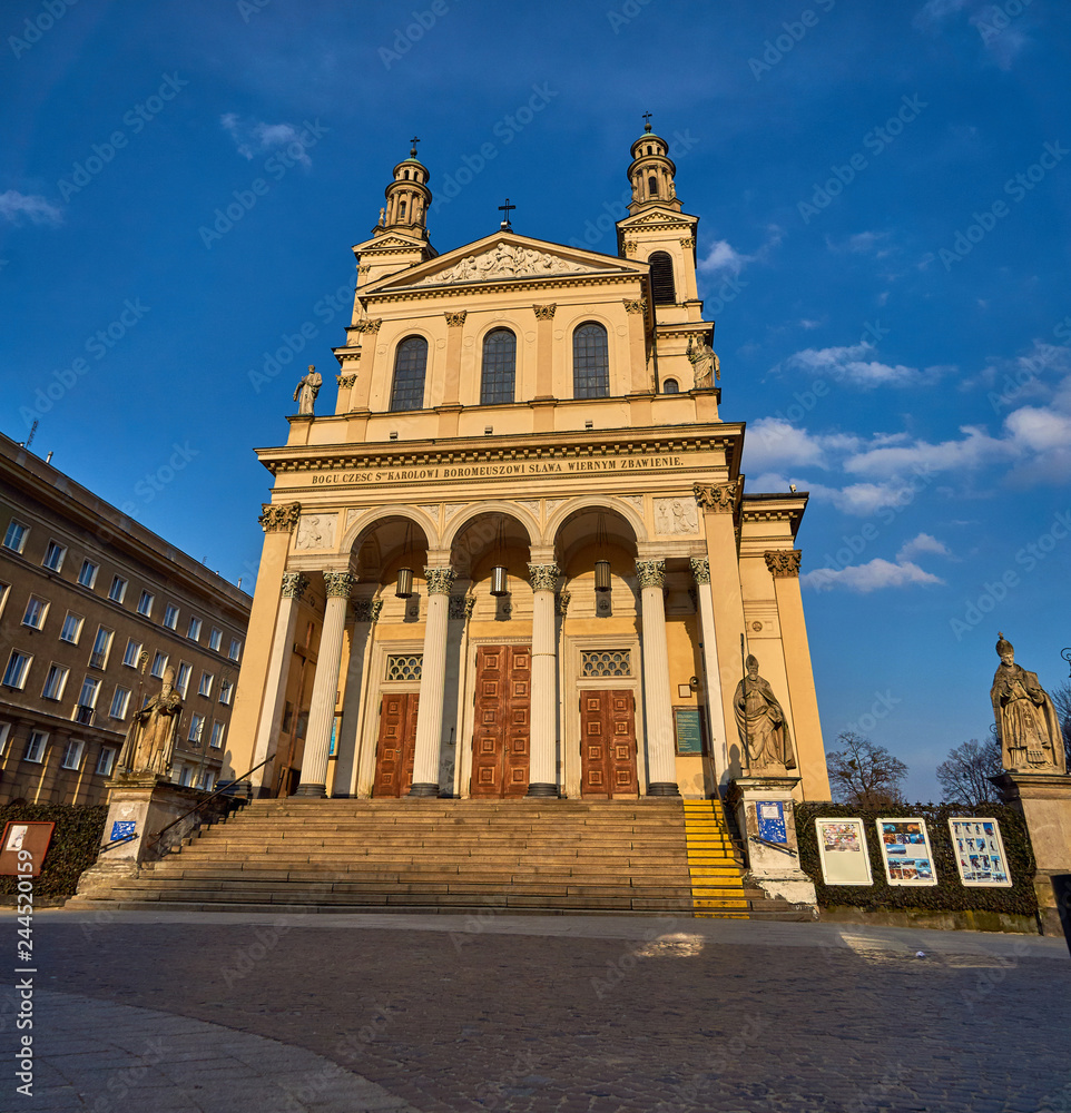 Warsaw, Poland - March 05, 2017: Parish of Saint Andrew the Apostle on Mirow - Roman Catholic parish in Warsaw the downtown deanery