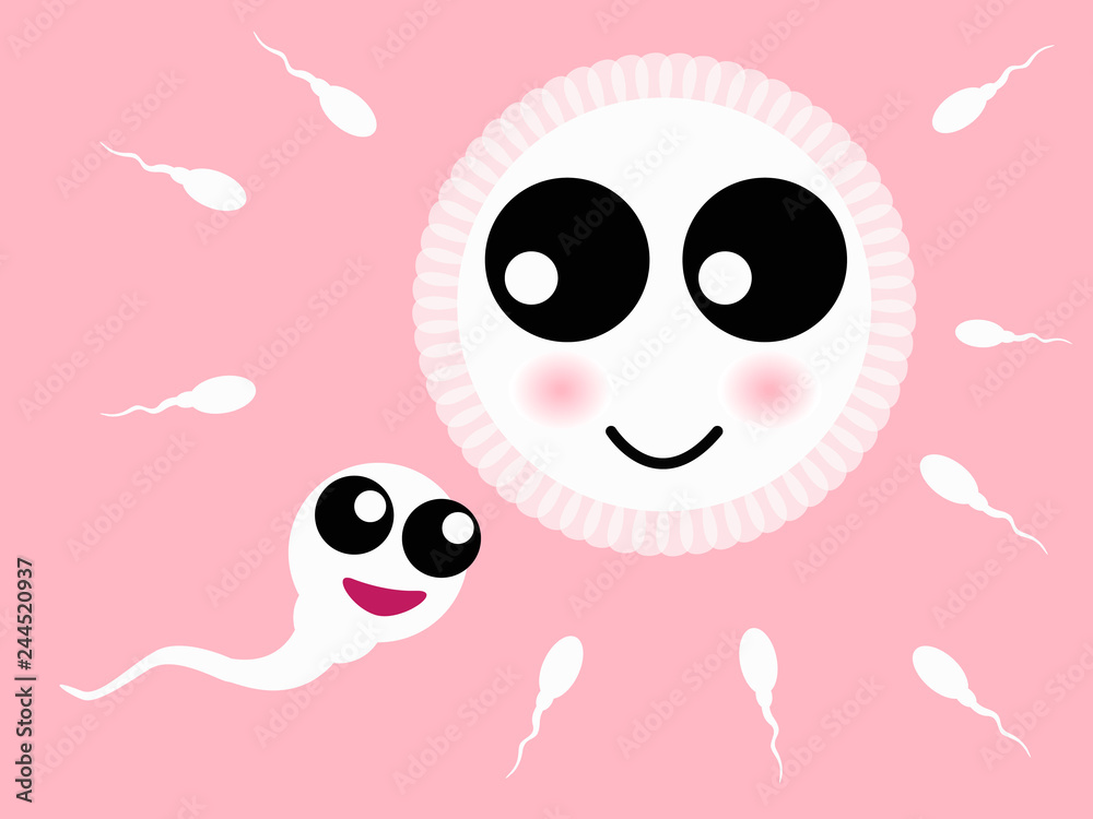 sperm and egg cartoon character. vector illustration. sperm and egg cartoon character. vector illustration.