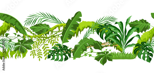 Seamless pattern with jungle plants.
