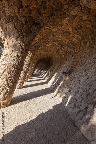 Barcelona. In the Park Guell. Colonnade