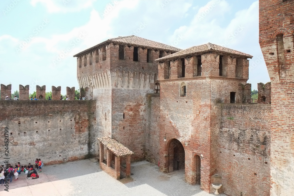 Medieval castle walls in Soncino, Italy