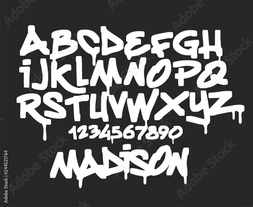 Marker Graffiti Font  handwritten Typography vector illustration.