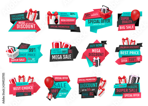 Mega Discount, Exclusive Product Sale Banners Set
