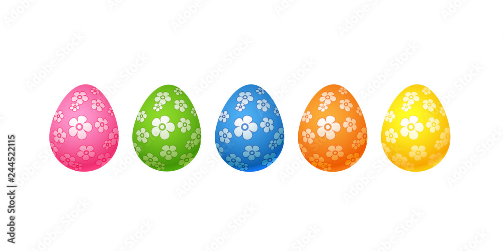 Bright colorful easter eggs Set of pink blue green orange yellow eggs with flowers floral pattern Isolated on white background Egg design element for Easter cards sales Vector cute spring Easter Eggs Bright colorful easter eggs Set of pink blue green orange yellow eggs with flowers floral pattern Isolated on white background Egg design element for Easter cards sales Vector cute spring Easter Eggs