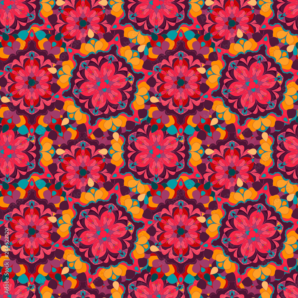 Seamless abstract floral pattern. Colorful seamless texture in oriental style, vector