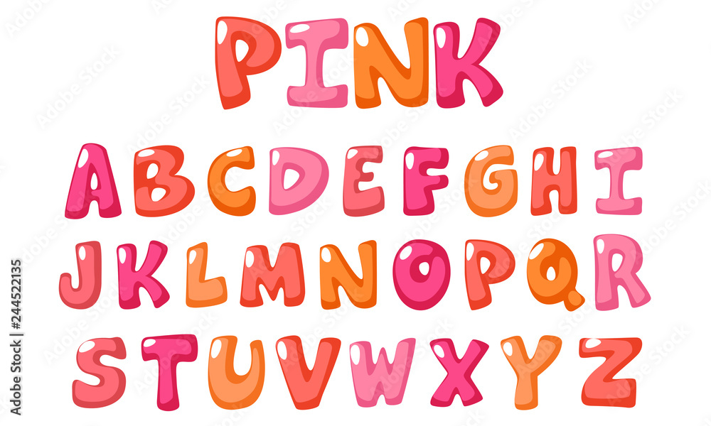 cute bold font in pink color for kids