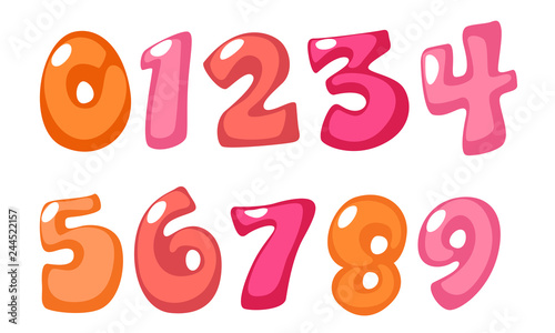 cute bold font numbers in pink color for kids