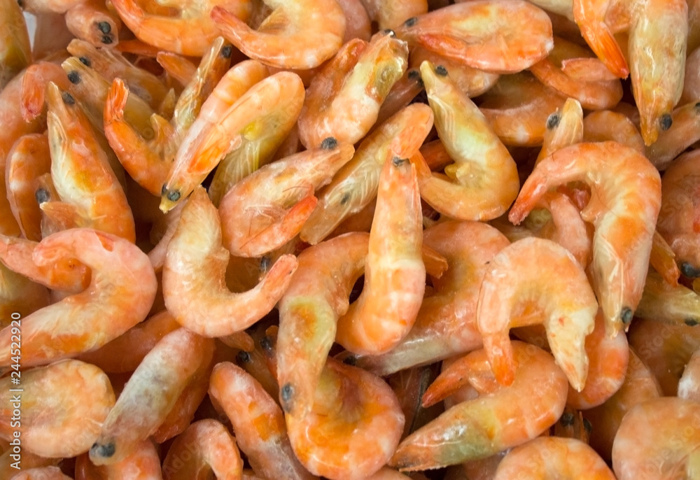 Lots of frozen shrimp in the freezer