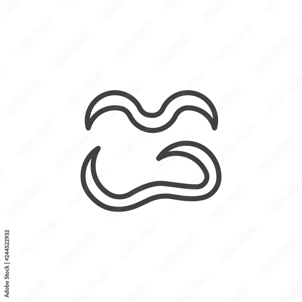 Spirilla bacilli line icon. linear style sign for mobile concept and web design. Morphological bacteria outline vector icon. Symbol, logo illustration. Pixel perfect vector graphics