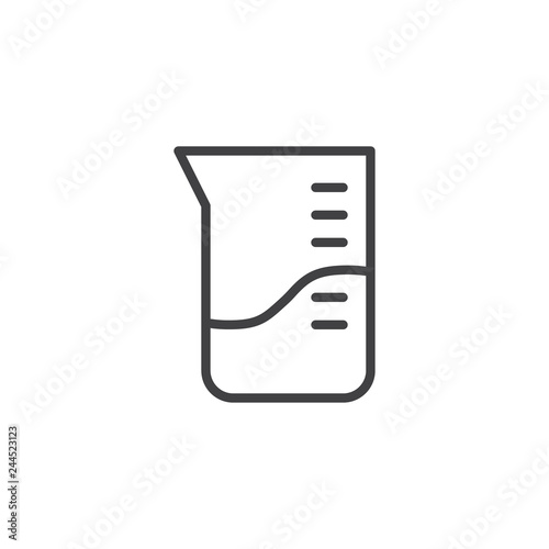 Laboratory measuring cup line icon. linear style sign for mobile concept and web design. Test tube glassware outline vector icon. Symbol, logo illustration. Pixel perfect vector graphics