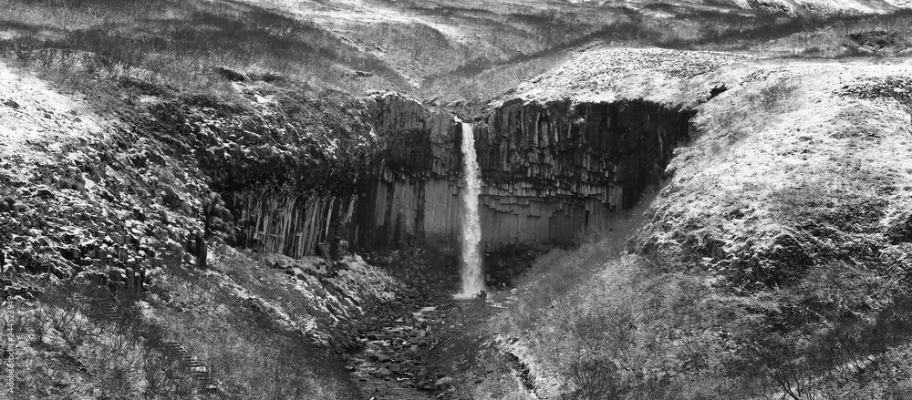 Svartifoss waterfall in winter