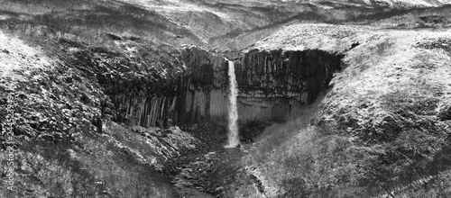 Svartifoss waterfall in winter