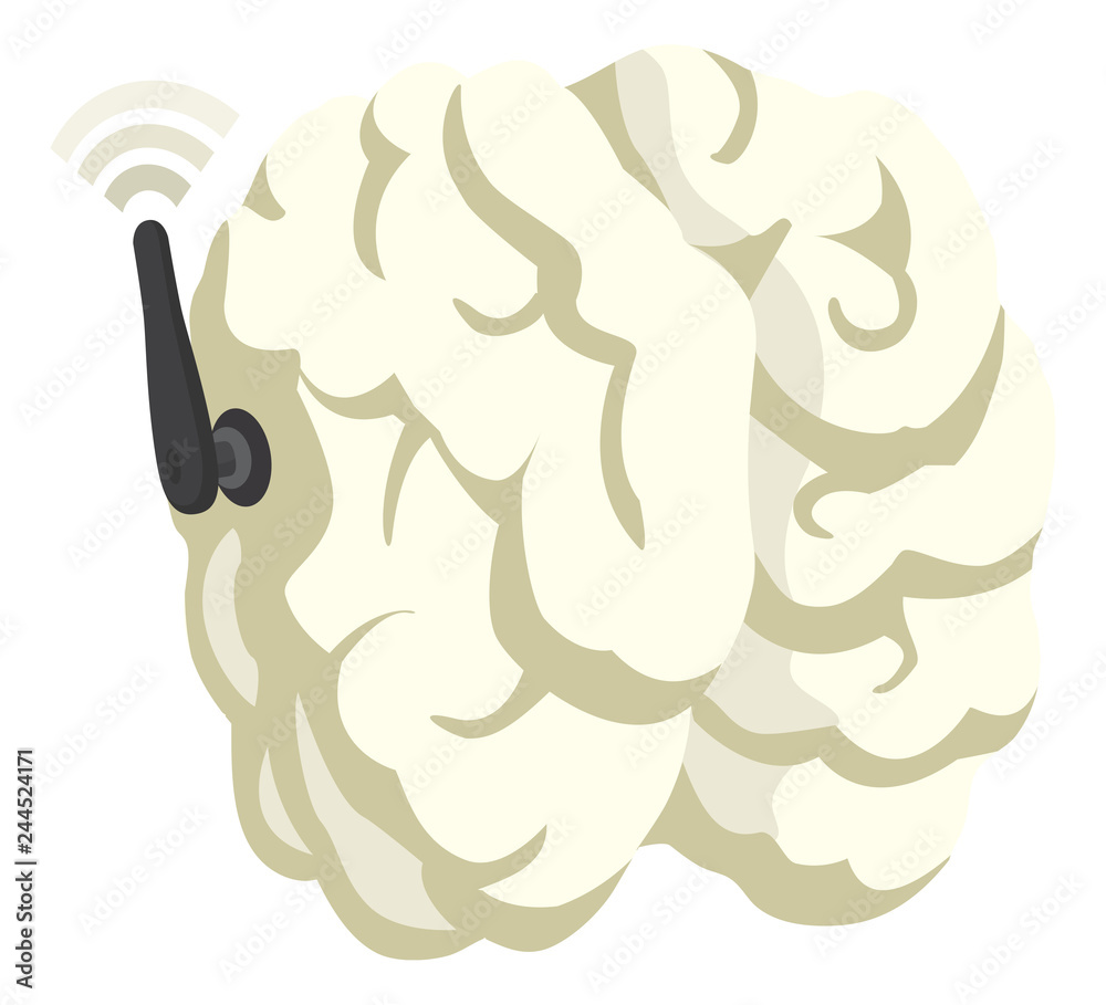 Fototapeta premium Telepath brain with antenna connecting to wifi