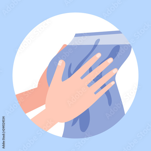 Dry hands after washing with a towel