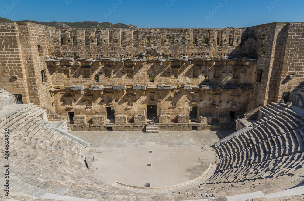 Aspendos, Turkey - displaying one of the most well preserved Roman theatre in the World, and a wonderful Roman aqueduct, Aspendos is an important attraction of the Antalya province