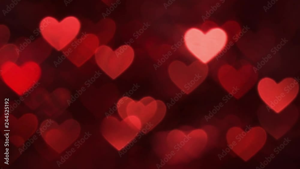 Abstract heart bokeh background red color
