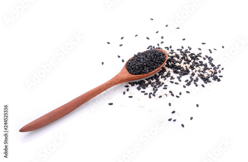 Black Sesame Seeds on white background