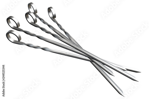 metal skewer. isolated on white background. 3d