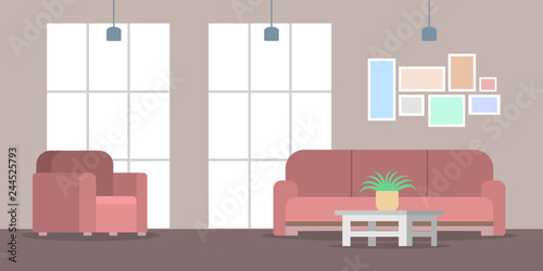 Living room interior. Modern furniture and cozy