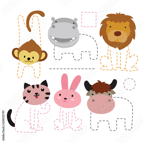 animals worksheet vector design