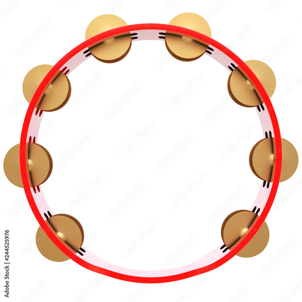 tambourine. Isolated on white background. 3d tambourine. Isolated on white background. 3d