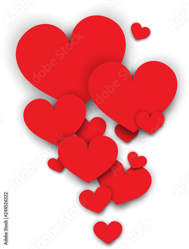 Red hearts papercut effect