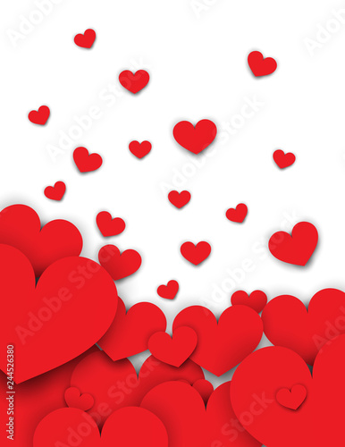 red hearts valentine background isolated