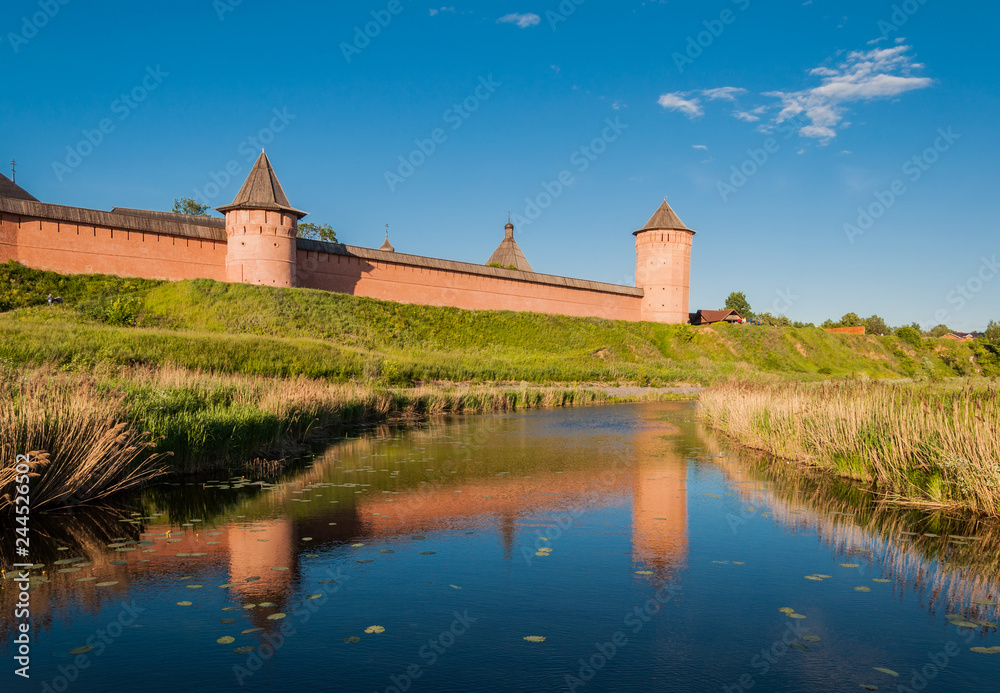 The wall with towers of the Saviour Monastery of St. Euthymius is a monastery in Suzdal