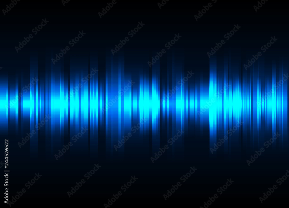 Sound wave vector background. Blue digital equalizer