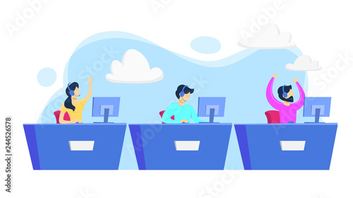 Cybersport player or gamer sitting at computer pc
