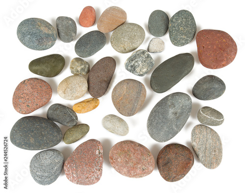 sea pebbles isolated on white
