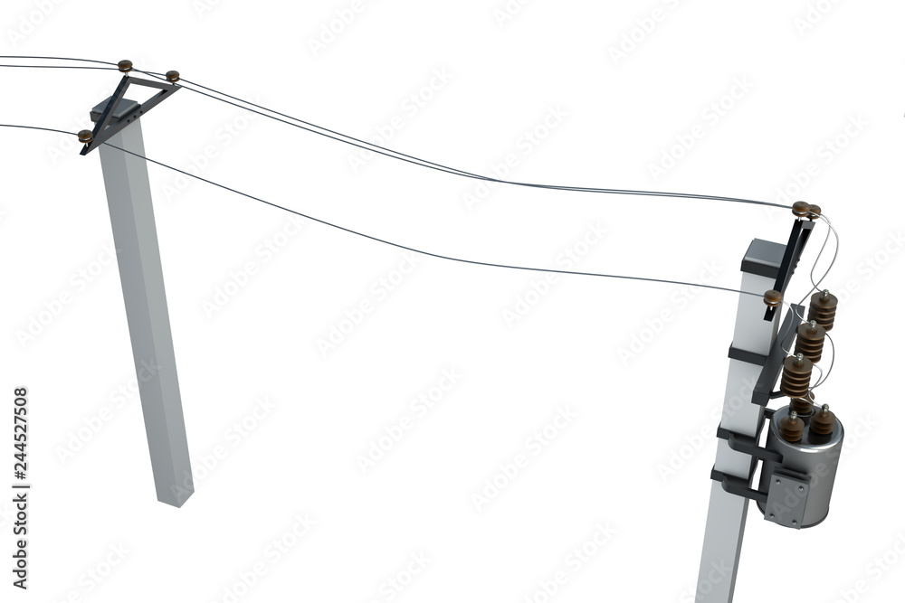 Transformer on high power station. Isolated on white background. 3d Transformer on high power station. Isolated on white background. 3d