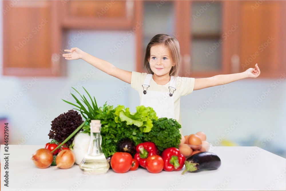 Portrait of adorable little girl with food Portrait of adorable little girl with food