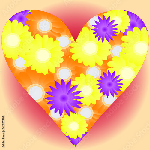 Beautiful heart with flowers
